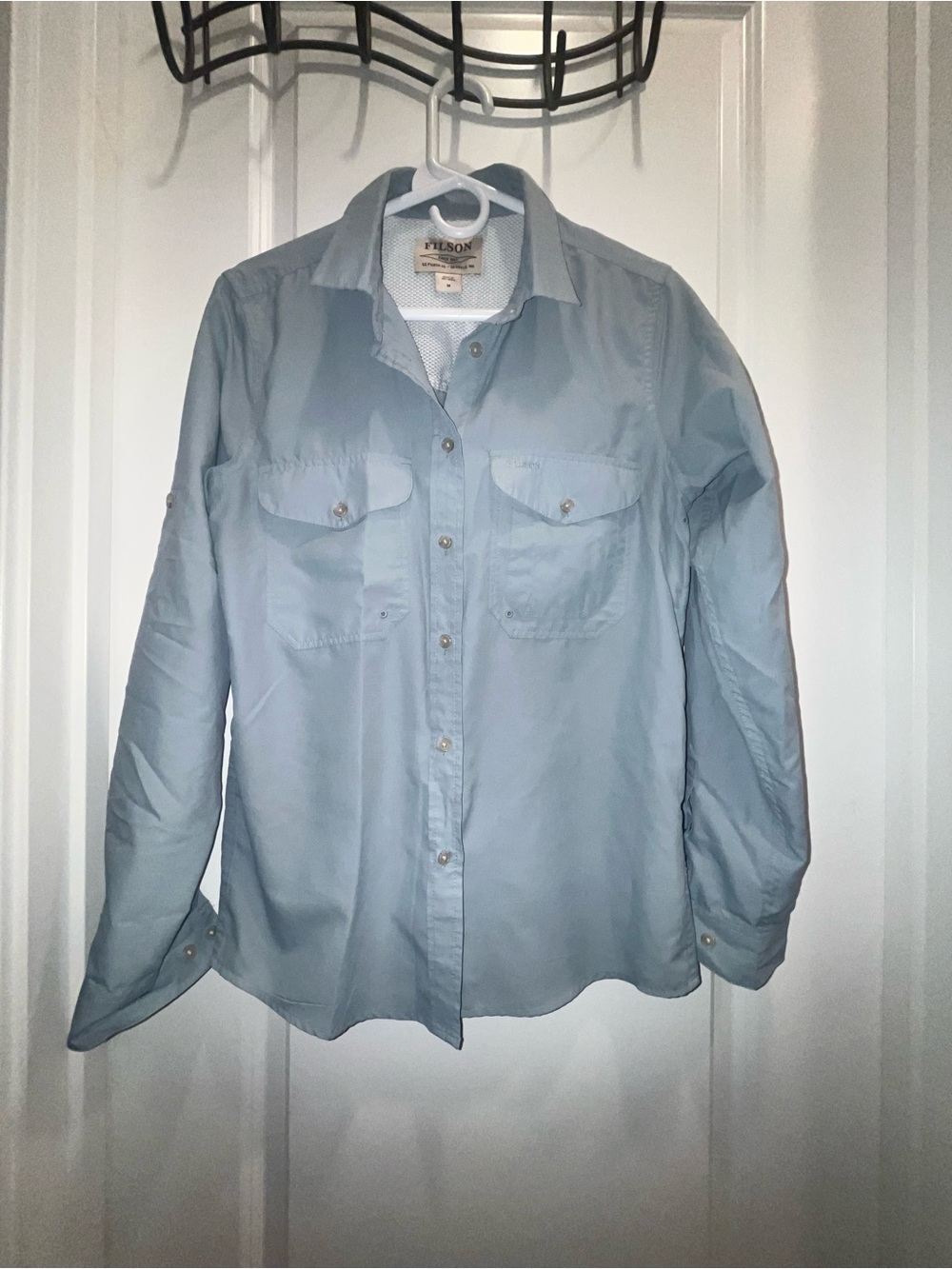 Filson Light Blue Lightweight Casual Button-Down Shirt Outdoor Fishing